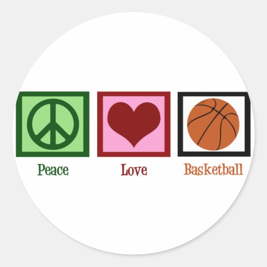 Peace Liebe Basketball Runder Aufkleber (Vorderseite)