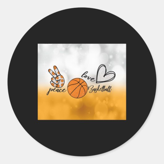 Peace Liebe Basketball Runder Aufkleber (Vorderseite)