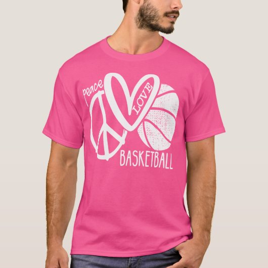 Peace Liebe Basketball Vector T-Shirt (Vorderseite)