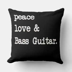 Peace Liebe & Bass Guitar Musician Guitaris Kissen