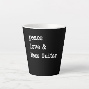Peace Liebe & Bass Guitar Musician Guitaris Milchtasse