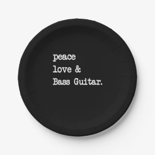 Peace Liebe & Bass Guitar Musician Guitaris Pappteller