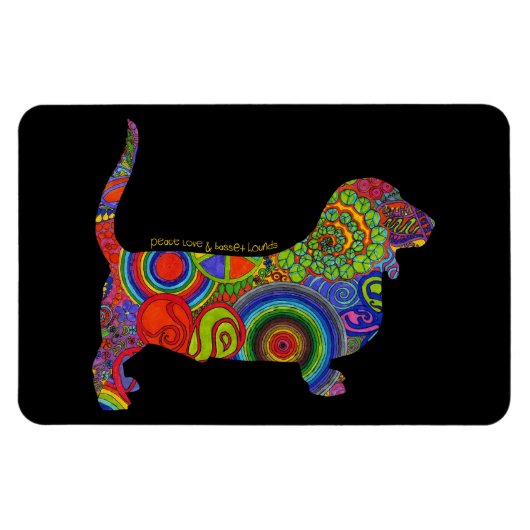 "Peace Liebe & Basset Hounds" Pop Magnet für (Horizontal)