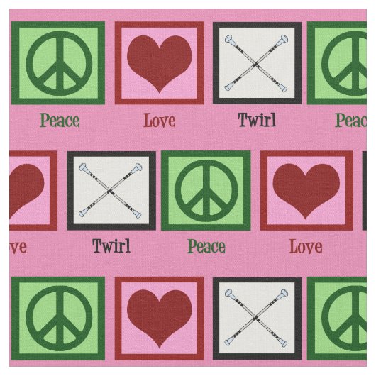 Peace Liebe Baton Twirling Stoff (Nahaufnahme)