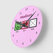 Peace Liebe Baton Twirting Custom Pink Runde Wanduhr (Winkel)
