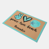 Peace Liebe Beach Quote Peace Signer Heart Seashel Fußmatte (Schrägansicht)