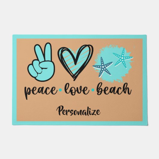 Peace Liebe Beach Quote Peace Signer Heart Seashel Fußmatte (Vorderseite)