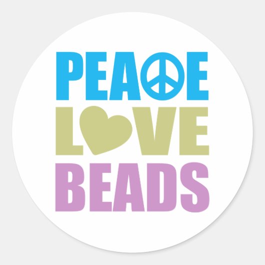 Peace Liebe Beads Runder Aufkleber (Vorderseite)