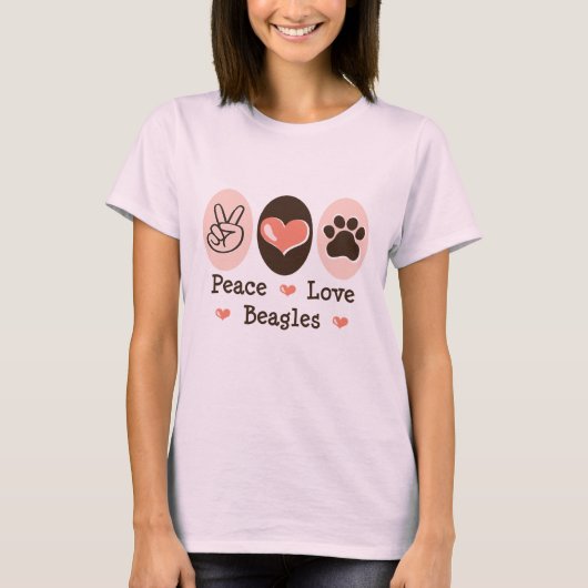 Peace Liebe Beagle Bio Tee Shirt (Vorderseite)