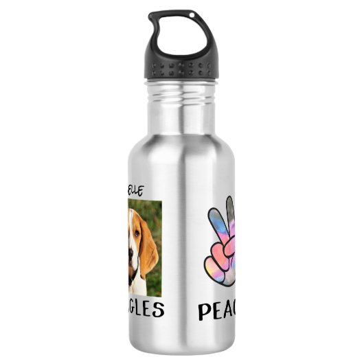 Peace Liebe Beagle Dog Lovers Edelstahlflasche (Rückseite)