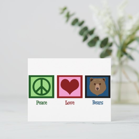 Peace Liebe Bears Postkarte (Stehend Vorderseite)