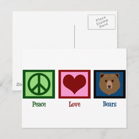 Peace Liebe Bears Postkarte (Vorne/Hinten)