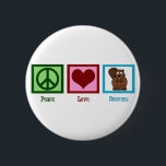 Peace Liebe Beavers Button<br><div class="desc">Ein Friedenszeichen, ein Herz und ein niedlicher Biber auf einer hübschen Peace Liebe Biber Geschenk.</div>