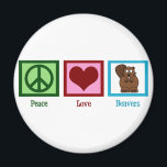 Peace Liebe Beavers Magnet<br><div class="desc">Ein Friedenszeichen, ein Herz und ein niedlicher Biber auf einer hübschen Peace Liebe Biber Geschenk.</div>