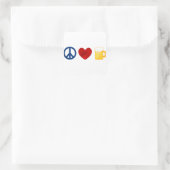Peace Liebe Beer Quadratischer Aufkleber (Tasche)