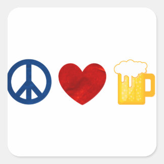 Peace Liebe Beer Quadratischer Aufkleber