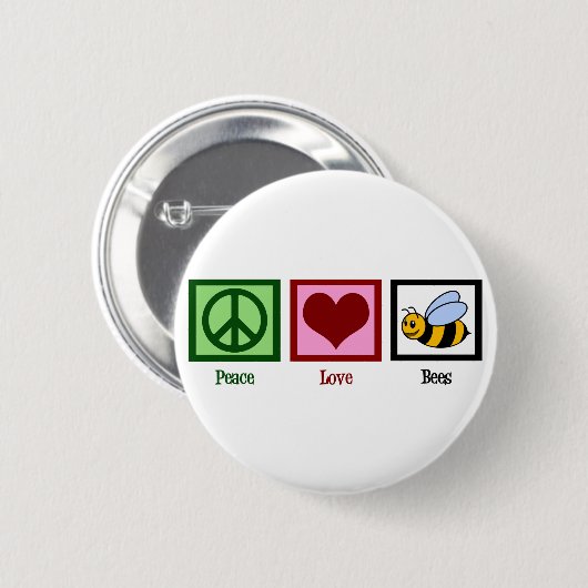Peace Liebe Bees Button (Vorne & Hinten)