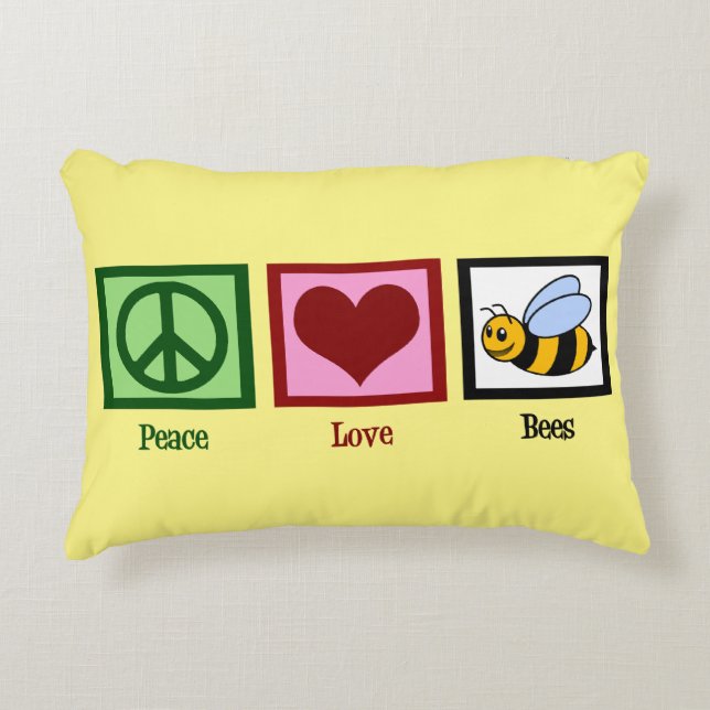 Peace Liebe Bees Dekokissen (Vorderseite)