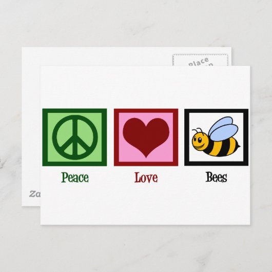 Peace Liebe Bees Postkarte (Vorne/Hinten)