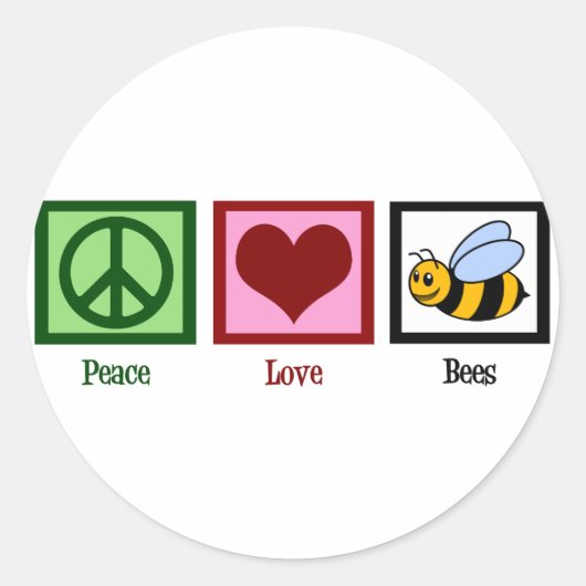 Peace Liebe Bees Runder Aufkleber (Vorderseite)