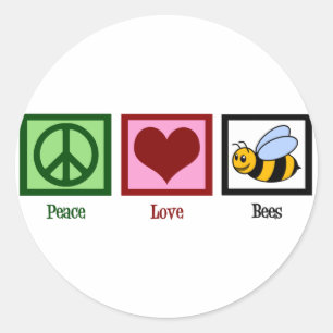 Peace Liebe Bees Runder Aufkleber