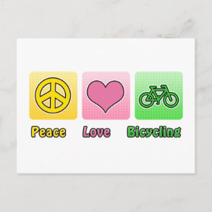Peace Liebe Bicycling Postkarte