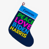 Peace Liebe Biden Harris Großer Weihnachtsstrumpf (Vorderansicht (hängend))
