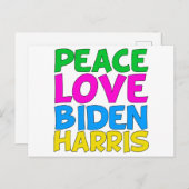 Peace Liebe Biden Harris Niedlich Wahl 2024 Postkarte (Vorne/Hinten)
