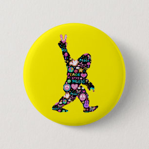 Peace Liebe Bigfoot Hippie Funny Bigfoot Lover Button