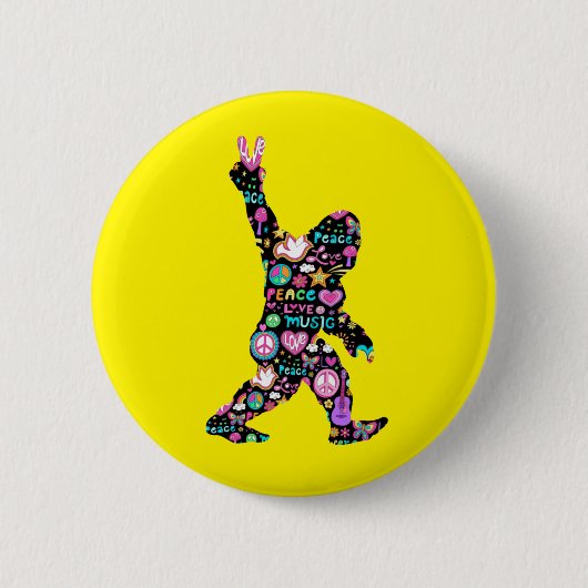 Peace Liebe Bigfoot Hippie Funny Bigfoot Lover Button (Vorderseite)