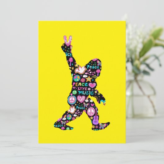 Peace Liebe Bigfoot Hippie Funny Bigfoot Lover Einladung (Stehend Vorderseite)
