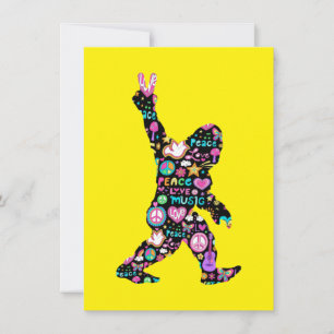 Peace Liebe Bigfoot Hippie Funny Bigfoot Lover Einladung