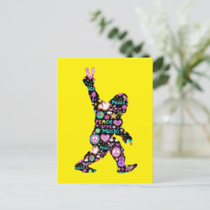 Peace Liebe Bigfoot Hippie Funny Bigfoot Lover Einladungspostkarte