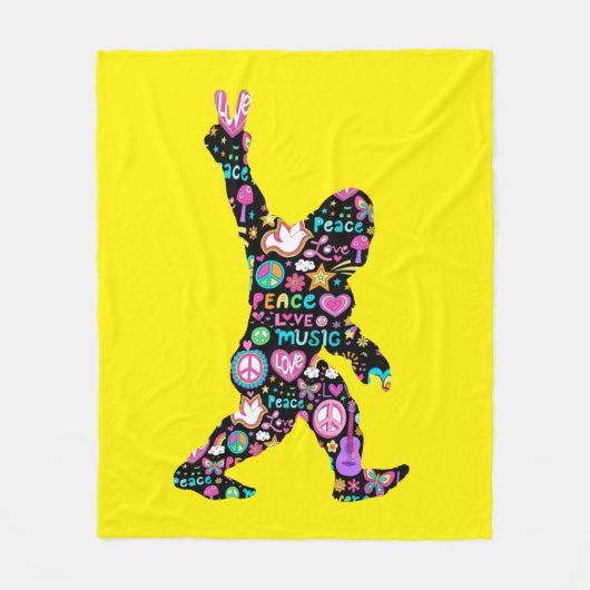 Peace Liebe Bigfoot Hippie Funny Bigfoot Lover Fleecedecke (Vorderseite)