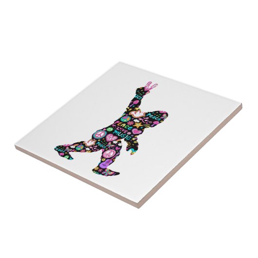 Peace Liebe Bigfoot Hippie Funny Bigfoot Lover Fliese (Seite)