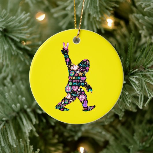 Peace Liebe Bigfoot Hippie Funny Bigfoot Lover Keramik Ornament (Baum)