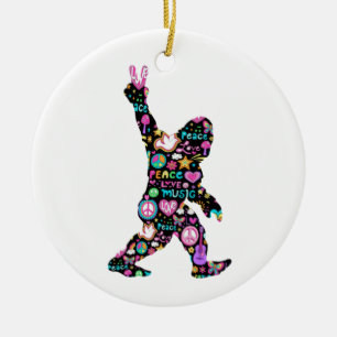 Peace Liebe Bigfoot Hippie Funny Bigfoot Lover    Keramik Ornament