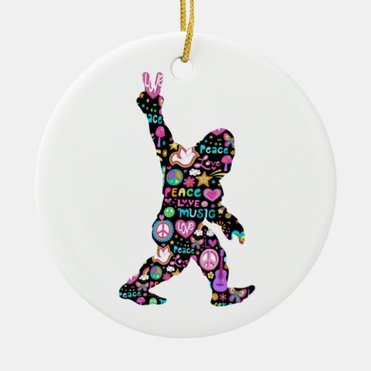 Peace Liebe Bigfoot Hippie Funny Bigfoot Lover Keramik Ornament (Vorne)