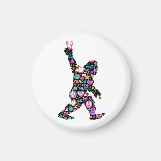 Peace Liebe Bigfoot Hippie Funny Bigfoot Lover Magnet (Vorne)