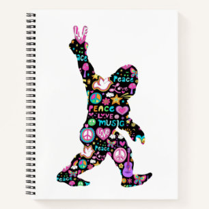 Peace Liebe Bigfoot Hippie Funny Bigfoot Lover Notizblock
