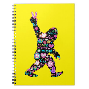 Peace Liebe Bigfoot Hippie Funny Bigfoot Lover Notizblock