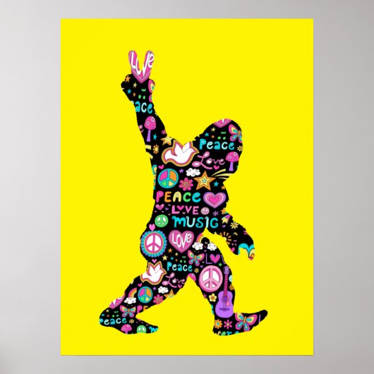 Peace Liebe Bigfoot Hippie Funny Bigfoot Lover Poster (Vorne)