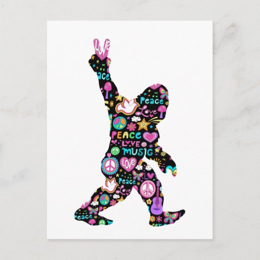 Peace Liebe Bigfoot Hippie Funny Bigfoot Lover Postkarte (Vorderseite)