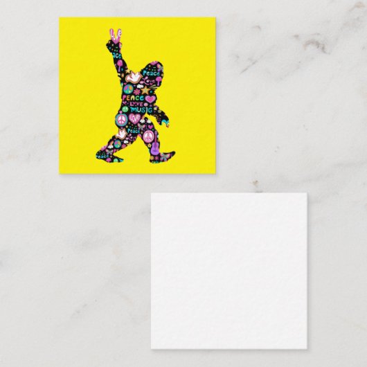 Peace Liebe Bigfoot Hippie Funny Bigfoot Lover Quadratische Visitenkarte (Vorne/Hinten)