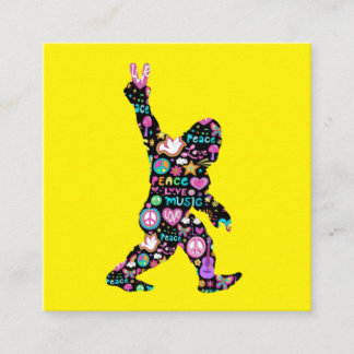 Peace Liebe Bigfoot Hippie Funny Bigfoot Lover Quadratische Visitenkarte