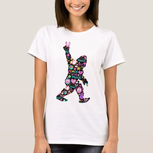 Peace Liebe Bigfoot Hippie Funny Bigfoot Lover T-Shirt (Vorderseite)