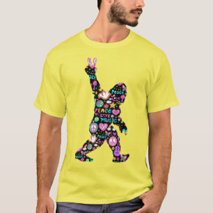 Peace Liebe Bigfoot Hippie Funny Bigfoot Lover T-Shirt