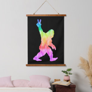 Peace Liebe Bigfoot Wandteppich Mit Holzrahmen