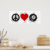 Peace Liebe Billiard Emblem Poster (Küche)