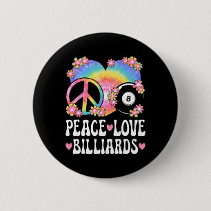 Peace Liebe Billiards Lover 60er 70er Hippie Outfi Button